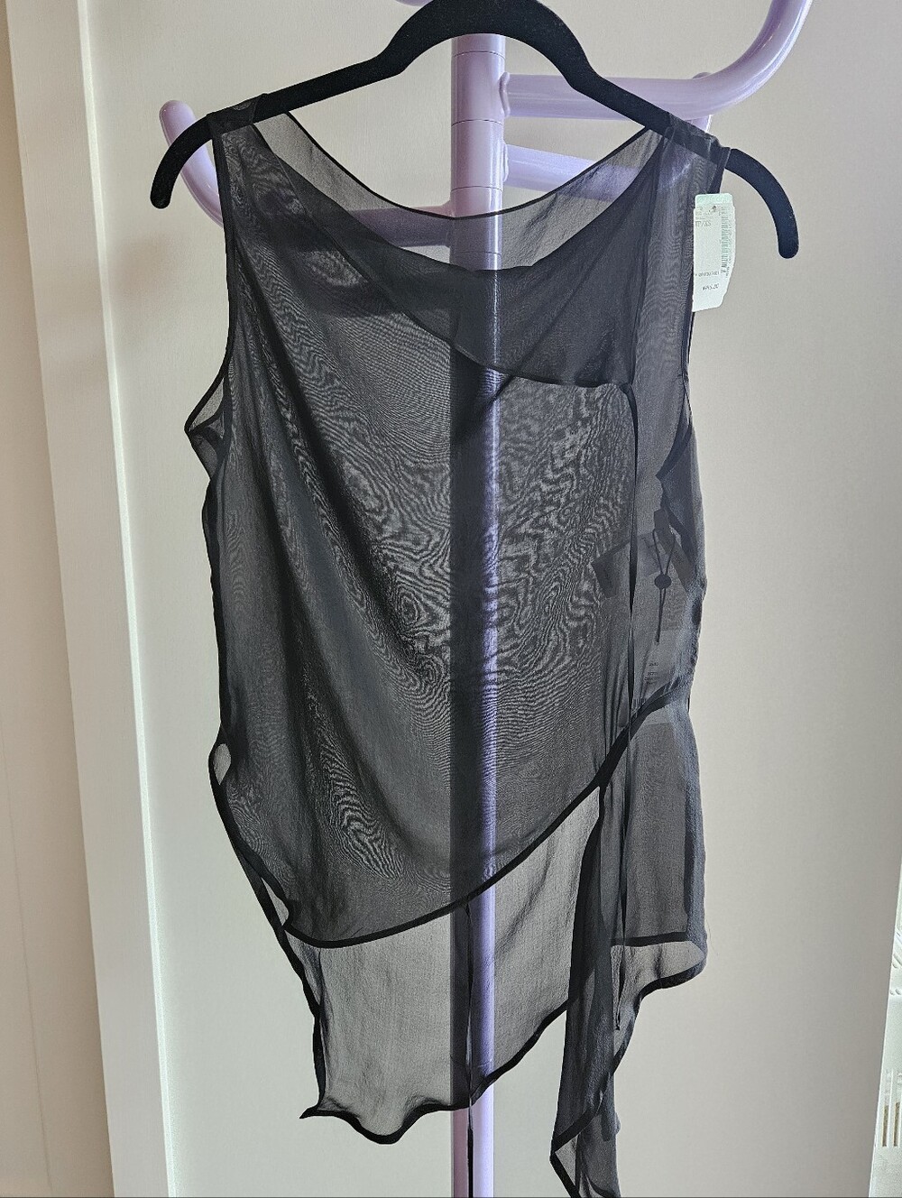 NWT - Paloma Wool SATO Silk Top in Sheer Black - Size XS